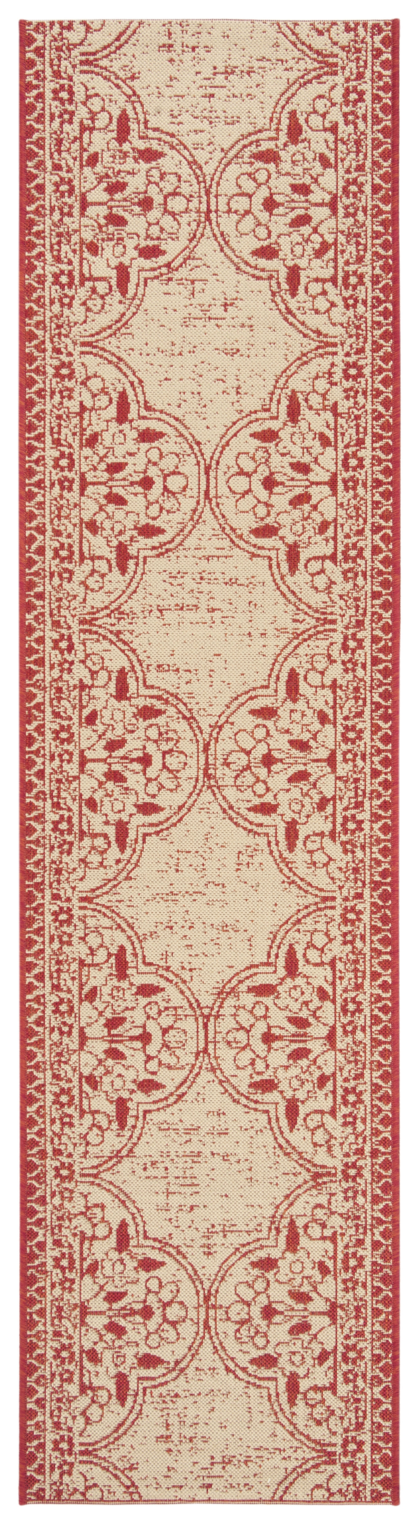 Arlo Home Indoor/Outdoor Woven Area Rug, LND174Q, Red/Cream,  2' X 8' - Image 0