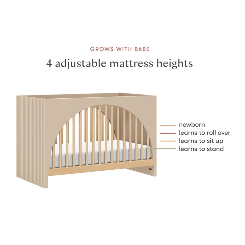 Babyletto Moab Taupe & Ash Wood 3-in-1 Convertible Baby Crib - Image 3
