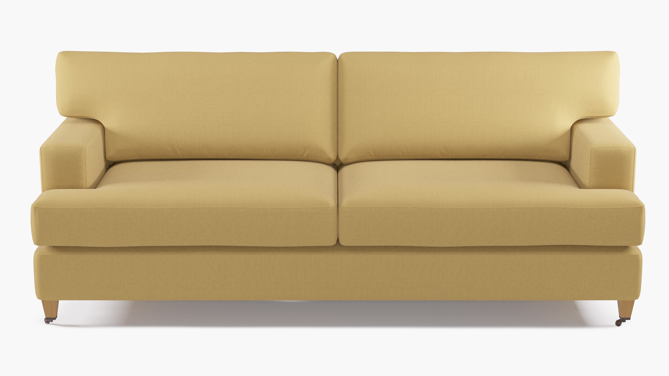 Classic Sofa, French Yellow Everyday Linen, Natural with Antique Brass Caster - Image 0