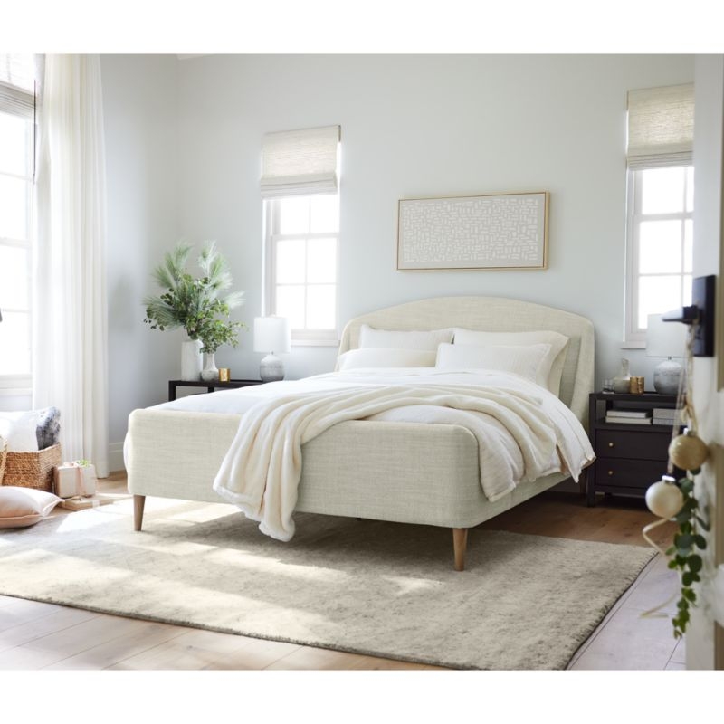 Lafayette Natural Beige Upholstered Full Bed - Image 1