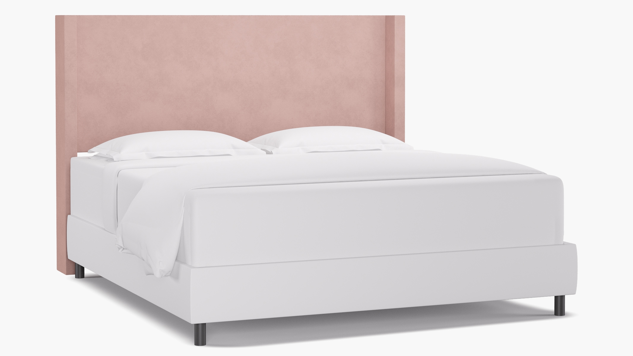 Modern Wingback Headboard, Blush Classic Velvet, King - Image 0