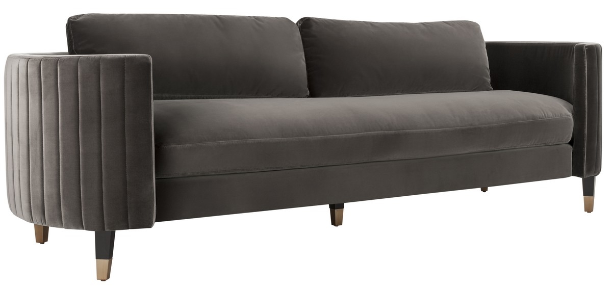 Winford Velvet Sofa - Shale / Black - Safavieh - Image 5