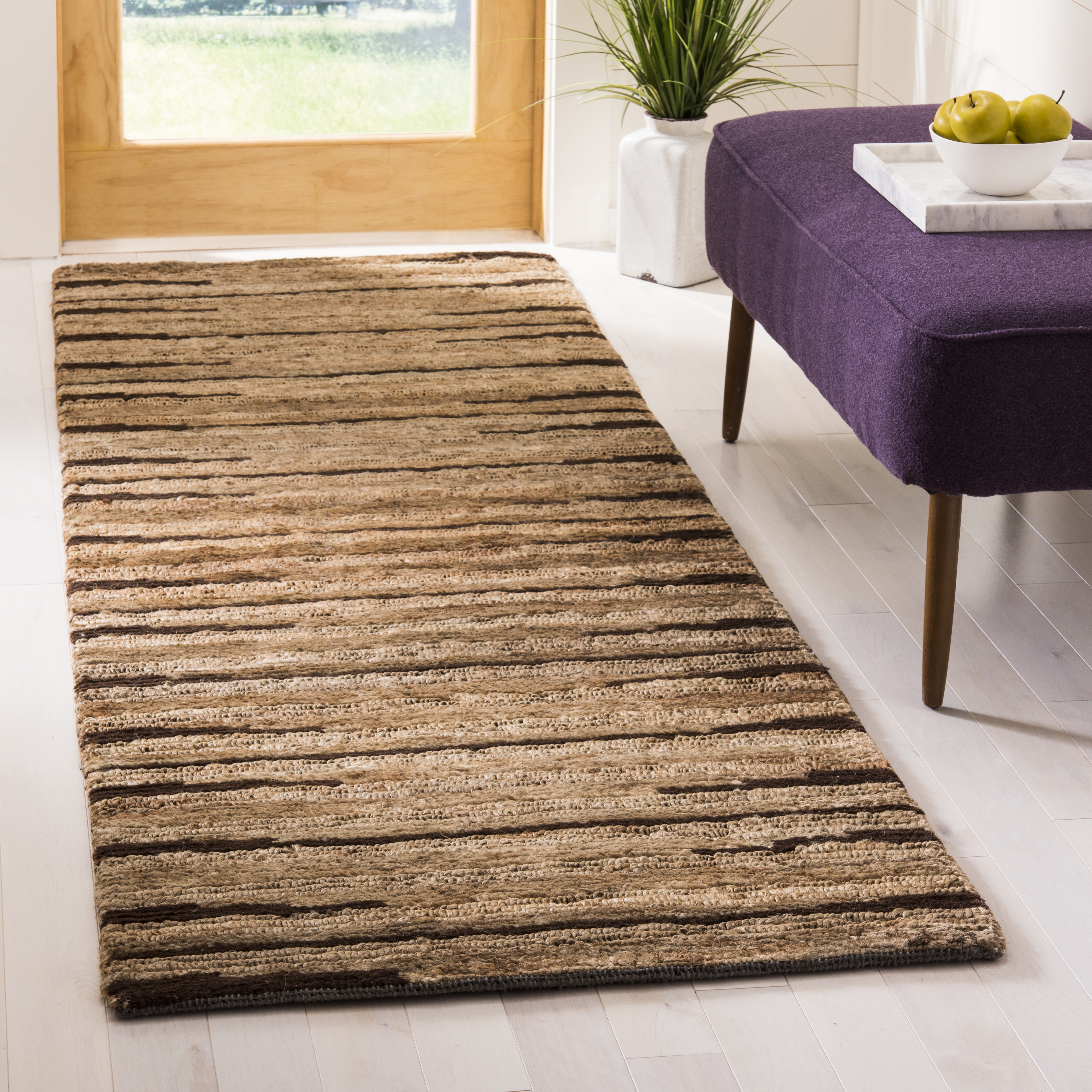 Arlo Home Hand Knotted Area Rug, ORG211A, Natural,  2' 6" X 10' - Image 1