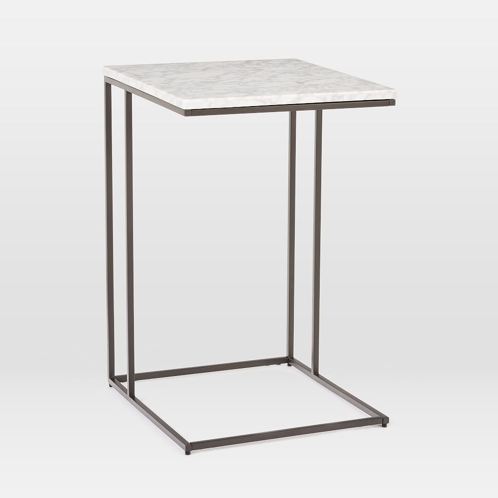 Streamline 16" C-Side Table, Marble, Dark Bronze - Image 0