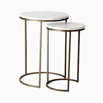 Marble Round Nesting Side Table, Set Of 2 - Image 1