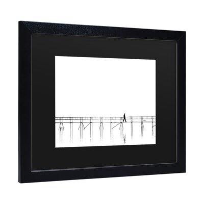 Hans Peter Rank 'The Lonely Man On The Plank Bridge' Matted Framed Art - Image 0