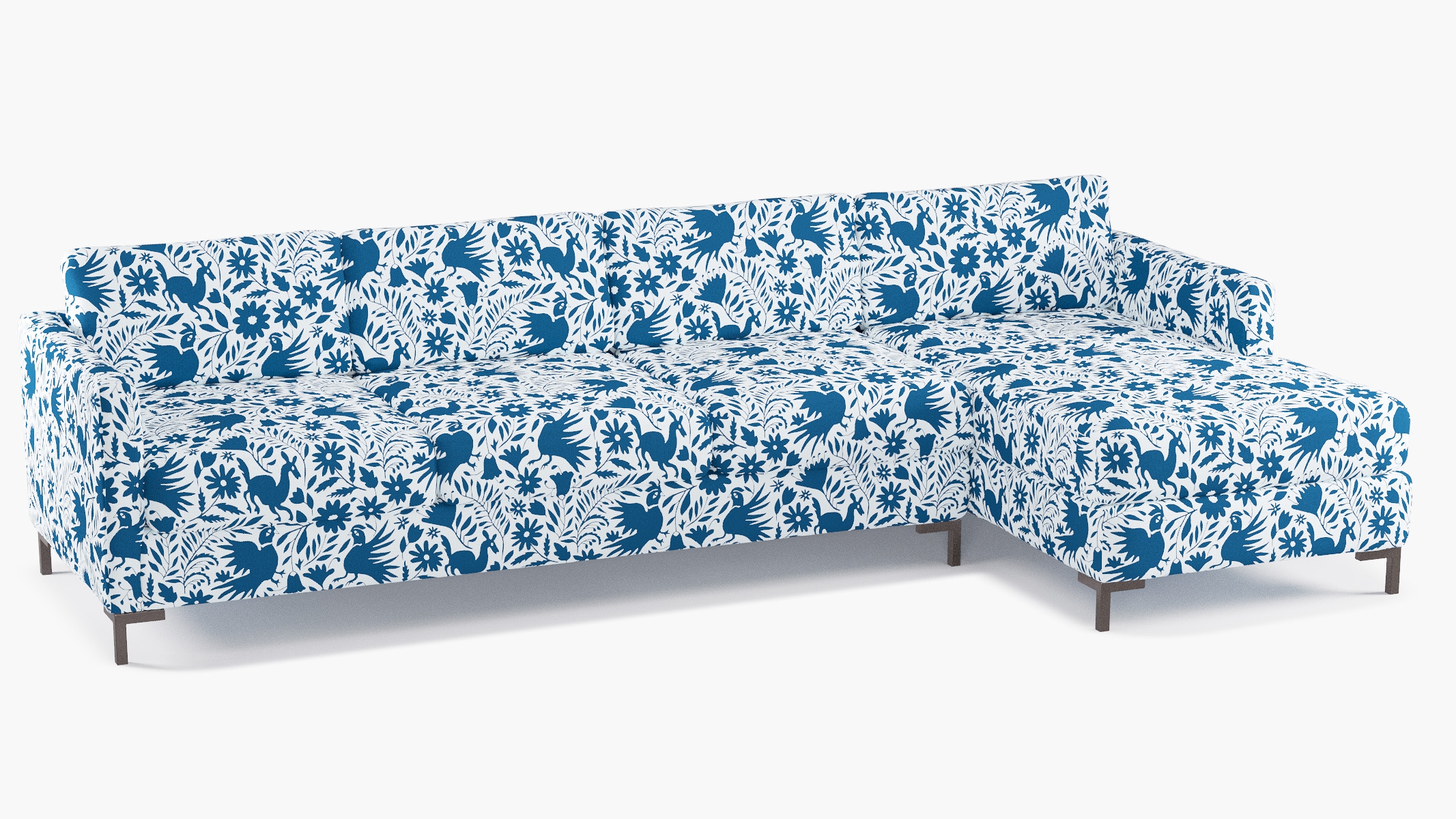 Modern Sectional, Right Facing, Cerulean Frida, Bronze L Leg - Image 1