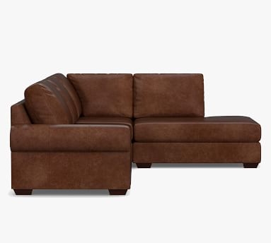 Big Sur Roll Arm Leather Left 3-Piece Bumper Sectional, Down Blend Wrapped Cushions, Churchfield Camel - Image 3