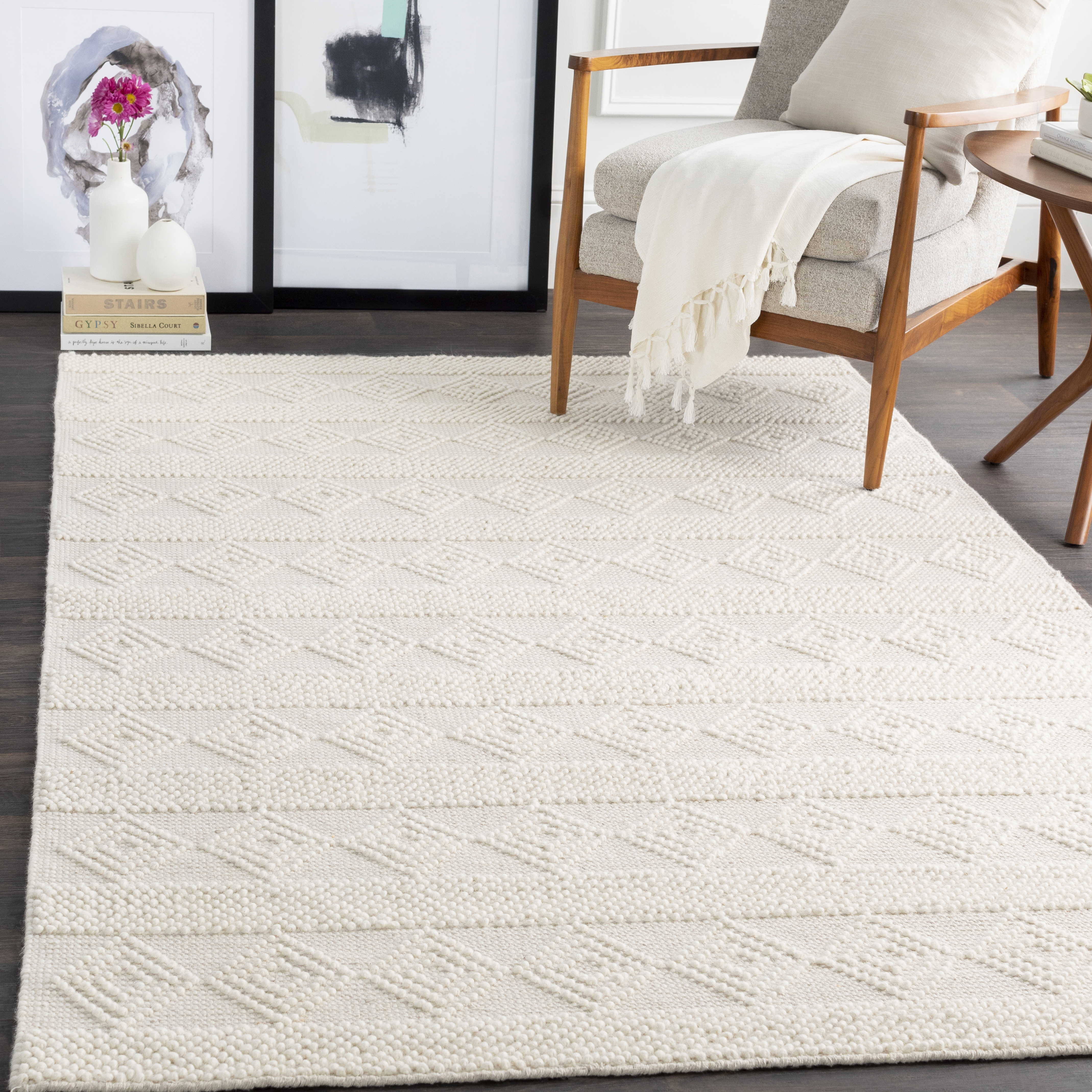 Livabliss Hygge Beige Indoor 5' x 7'6" Handmade Rug - Image 1
