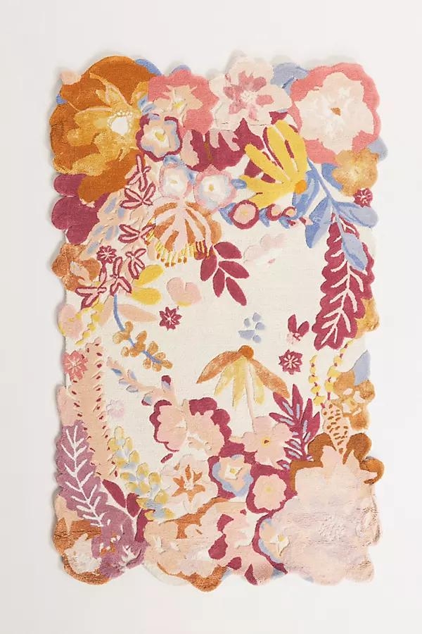Tufted Jardin Rug By Anthropologie in Pink Size 5X8 - Image 0