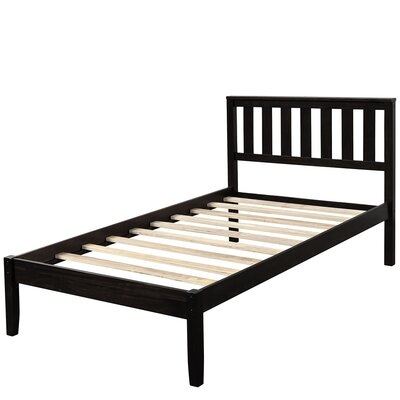 12 Wood Platform Bed With/No Box Spring Nedded Twin (Esprosso.)" - Image 0