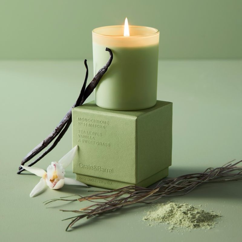 Monochrome No. 14 Matcha 1-Wick Scented Candle - Leaves, Vanilla and Sweet Grass - Image 1
