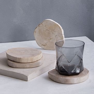 Petrified Wood Coasters, Set of 4, White - Image 1