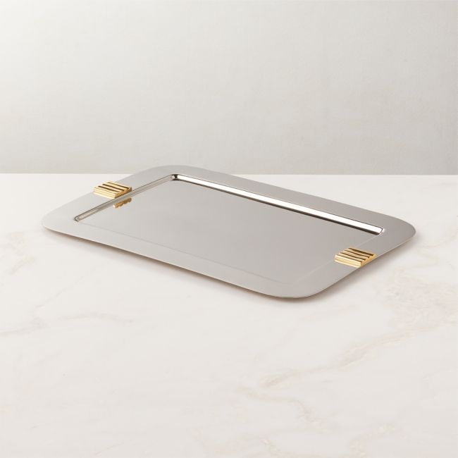 Leclaire Rectangular Stainless Steel Serving Tray - Image 0