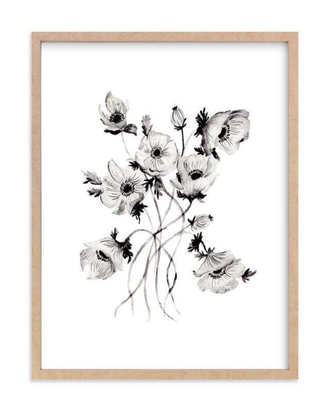 Greyscale Poppies Art Print - Image 0