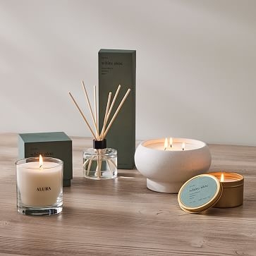 Alura Collection, Filled Candle 3 Wick, Ceramic, White Aloe - Image 1