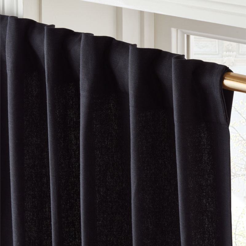 Basketweave Black Cotton Window Curtain Panel 48''x108'' - Image 3