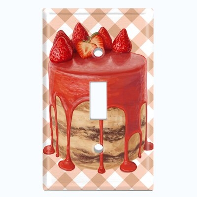 Metal Light Switch Plate Outlet Cover (Layered Strawberry Drizzle Cake - Single Toggle) - Image 0