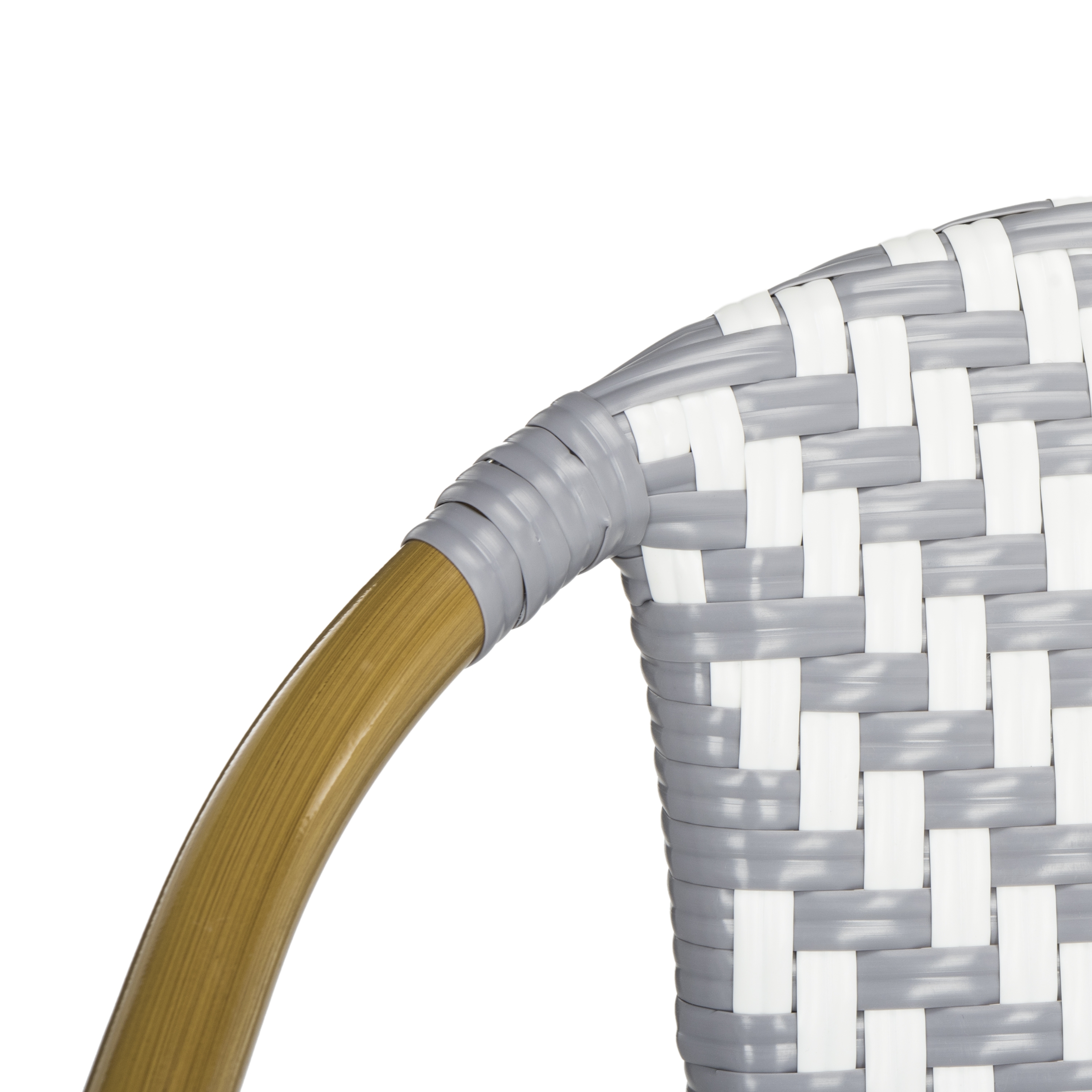 Dandra Herringbone Rattan Settee - Grey/White - Safavieh - Image 5