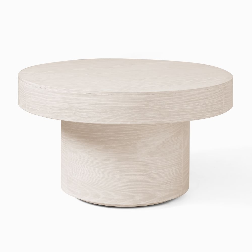 Volume Pedestal 30" Coffee Table, Winter Wood - Image 0