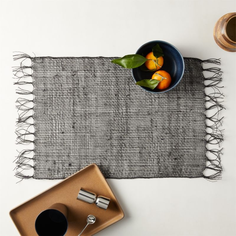 Open Weave Black Woven Placemat - Image 1