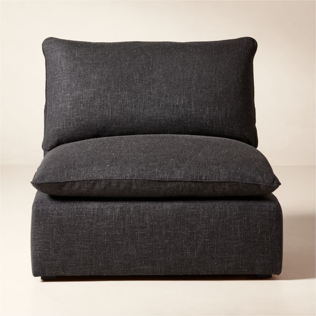 Lumis Dark Grey Performance Fabric Deep Depth Armless Chair - Image 0