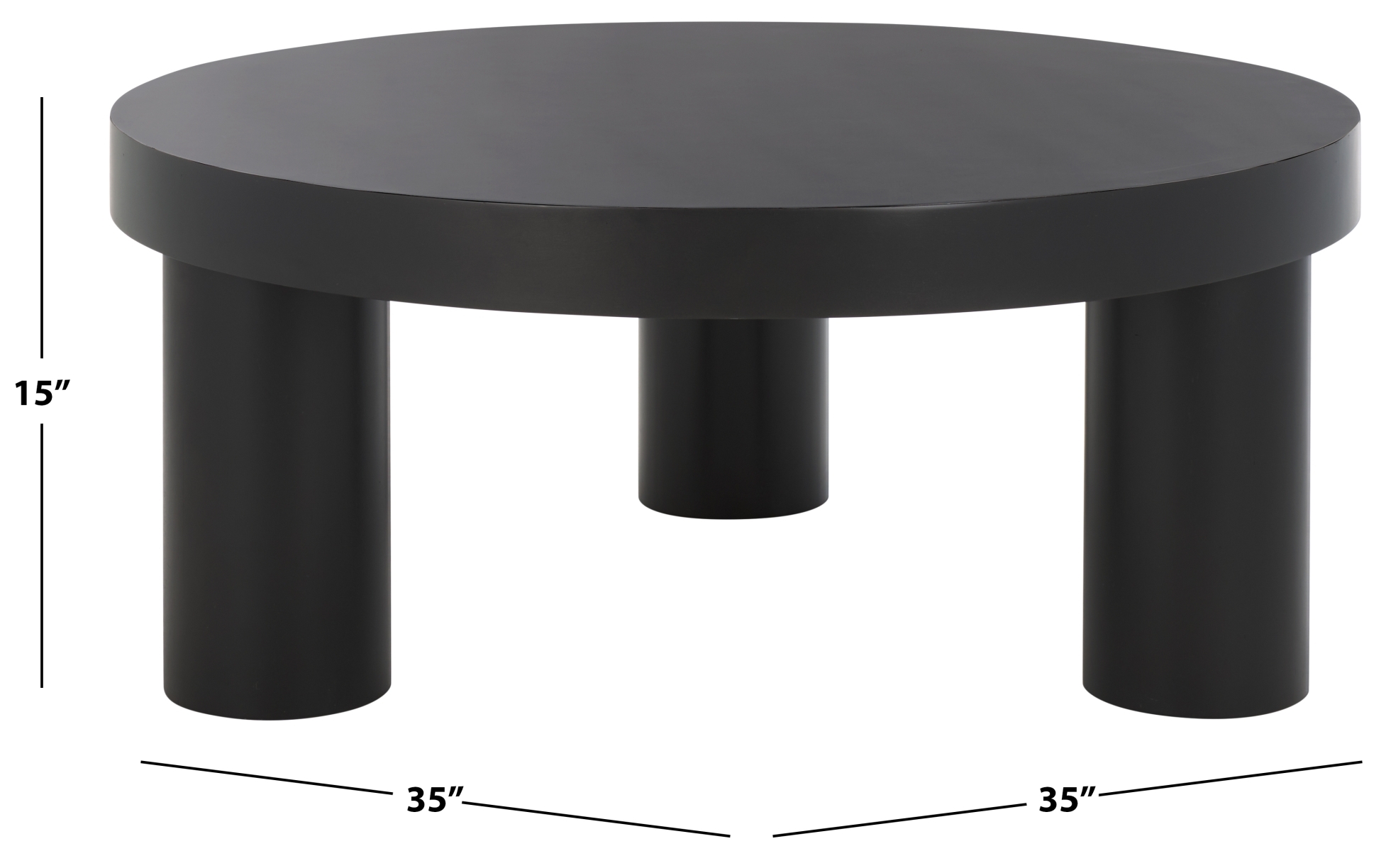 Bary Round 3 Leg Wood Coffee Table - Black - Image 6