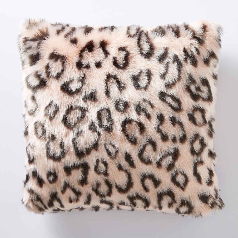 Emily &amp; Meritt Leopard Faux Fur Pillow Cover, 18x18, Blush Multi - Image 0