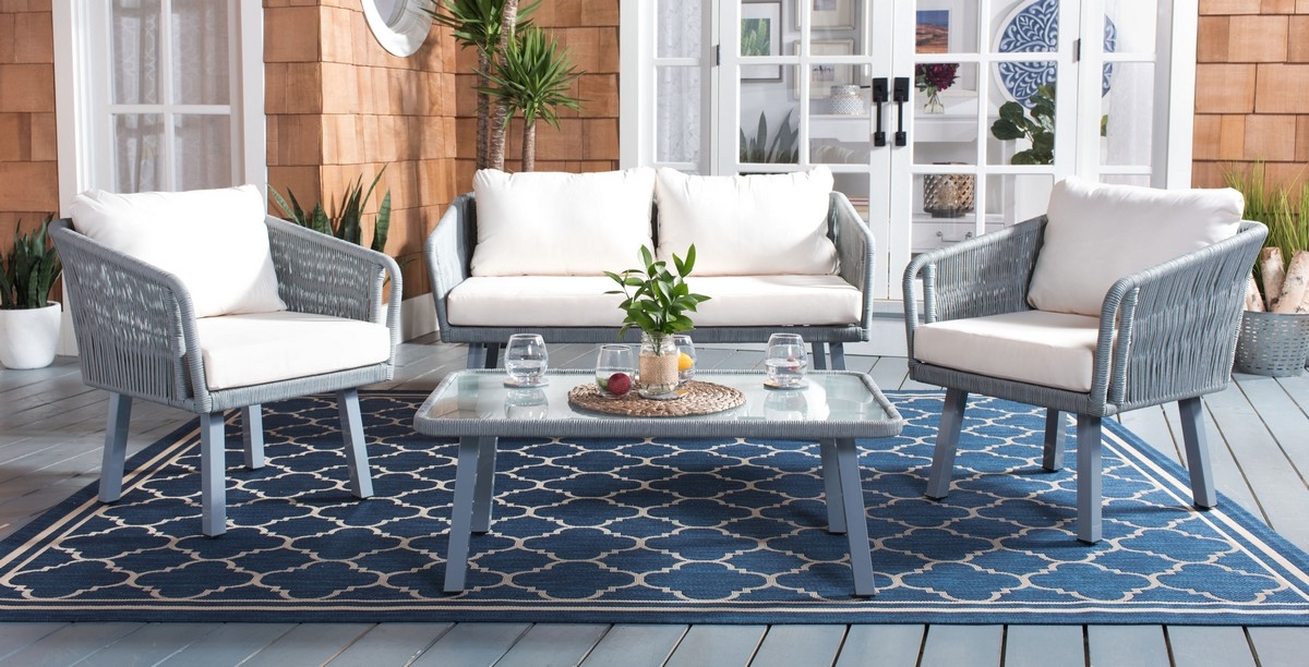 Kerson 4 Pc Rope Living Set - Grey/Beige - Safavieh - Image 1