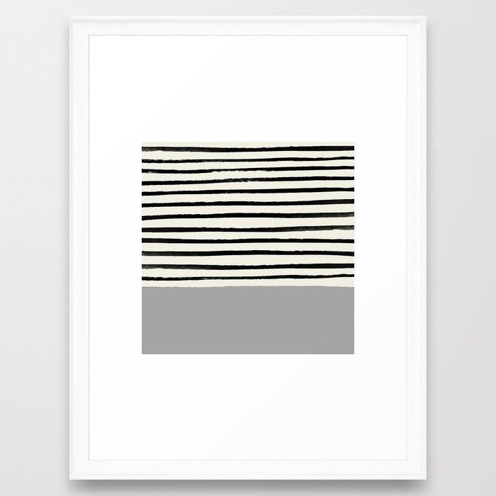 Storm Grey X Stripes Framed Art Print by Leah Flores - Scoop White - MEDIUM (Gallery)-20x26 - Image 0