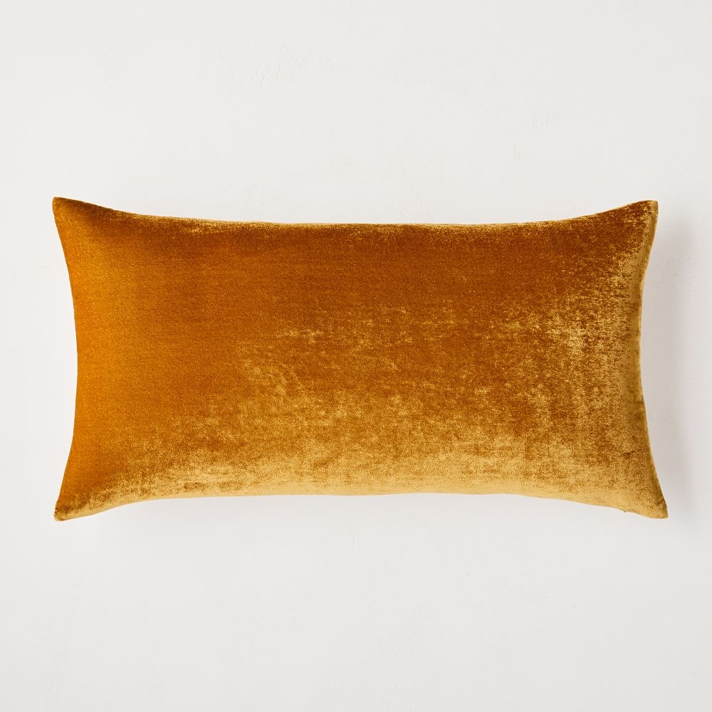 Lush Velvet Pillow Cover, 14"x26", Golden Oak - Image 0