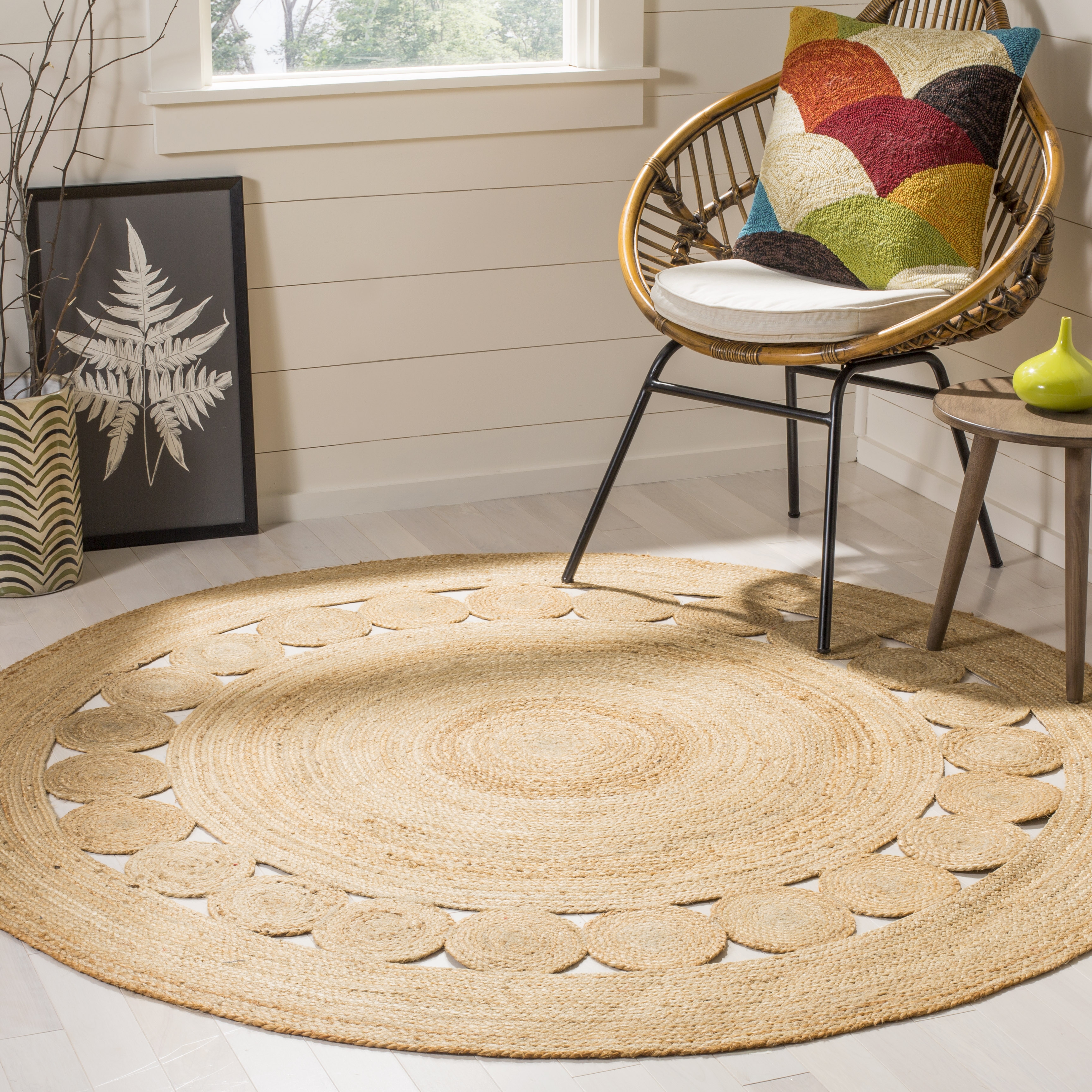 Arlo Home Hand Woven Area Rug, NF364A, Natural,  3' X 3' Round - Image 1