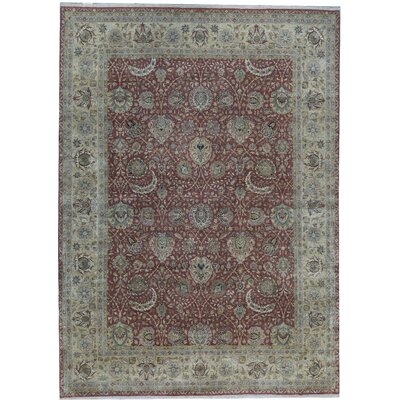 One-of-a-Kind Aberdeen Hand-Knotted Dark Red/Ivory 9'10" x 13'7" Wool Area Rug - Image 0