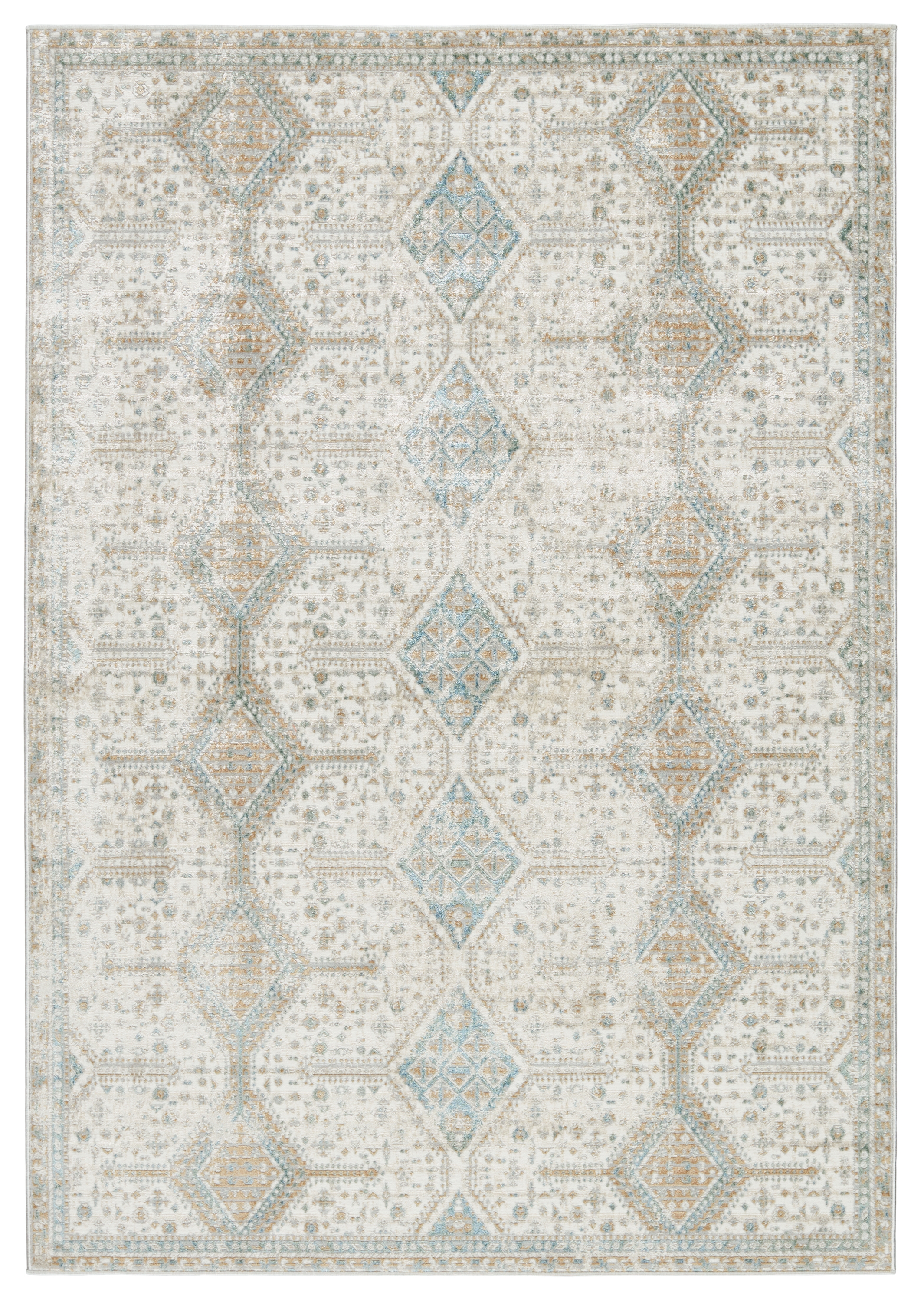 Vibe by Roane Trellis Gold/ Light Blue Runner Rug (2'6"X10') - Image 0