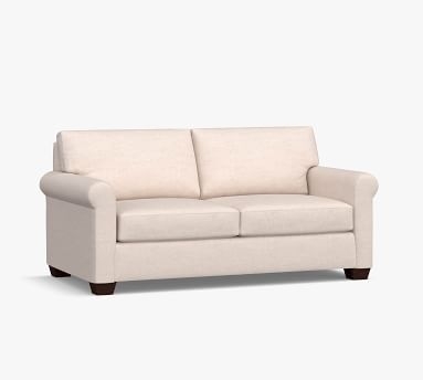 York Roll Arm Upholstered Loveseat 62.5", Down Blend Wrapped Cushions, Performance Heathered Basketweave Dove - Image 2
