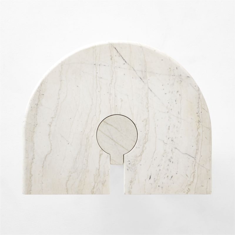 Liguria Rounded White Marble Side Table with White Marble Base by Gianfranco Frattini - Image 7