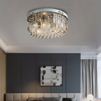 Modern Crystal Stars Moon Round Chandelier LED Ceiling Light Bedroom Lighting Fixtures - Image 0