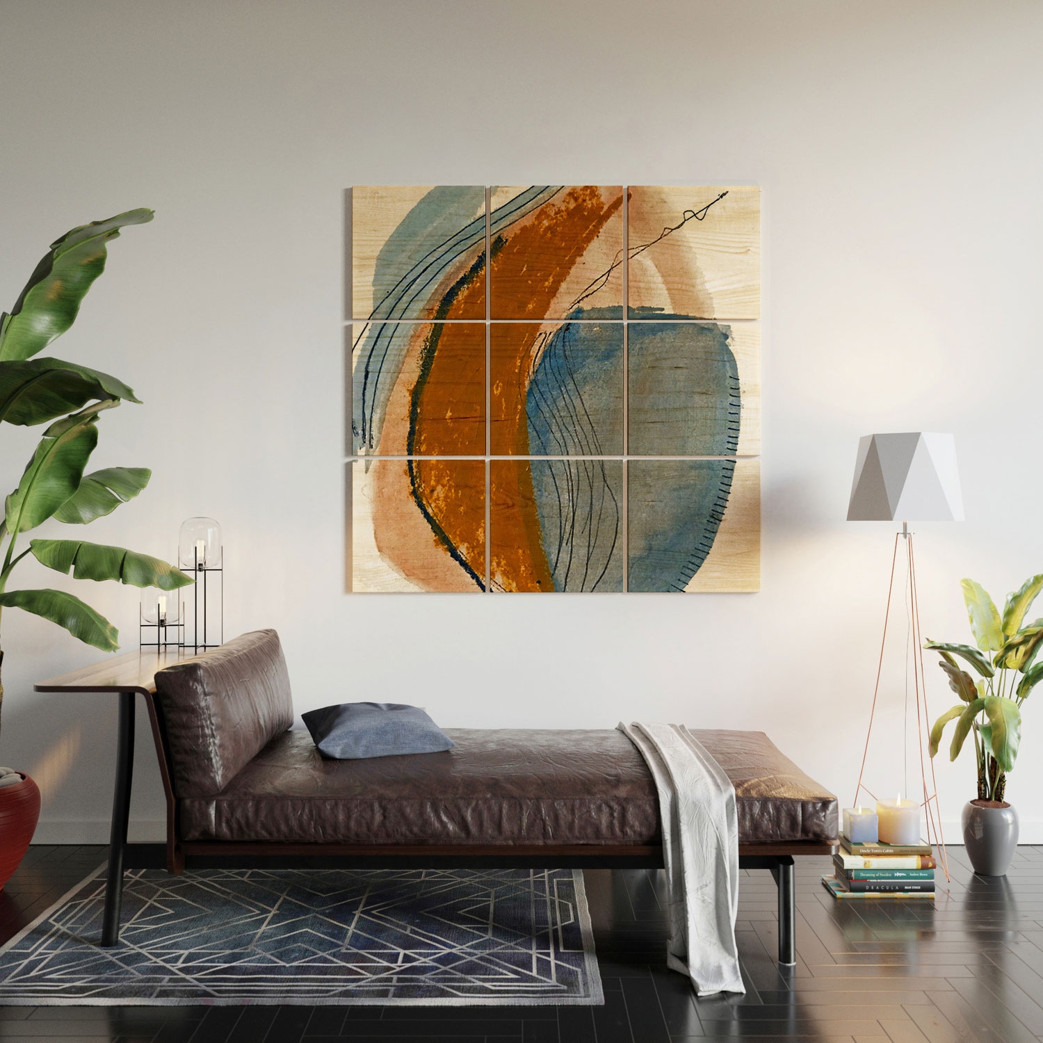 Gentle Breeze A Minimal Abstract by Alyssa Hamilton Art - Wood Wall Mural4' x 4' (Nine 16" Wood Squares) - Image 0