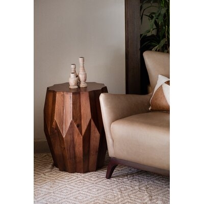 Azevedo Solid Wood Drum End Table - Image 1