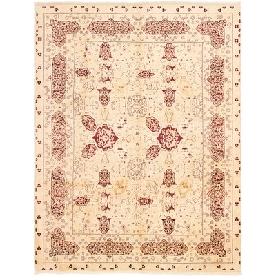 One-of-a-Kind Vosgeparan Hand-Knotted 2010s Isfahan Burgundy/Cream 9' x 11'9" Wool Area Rug - Image 0