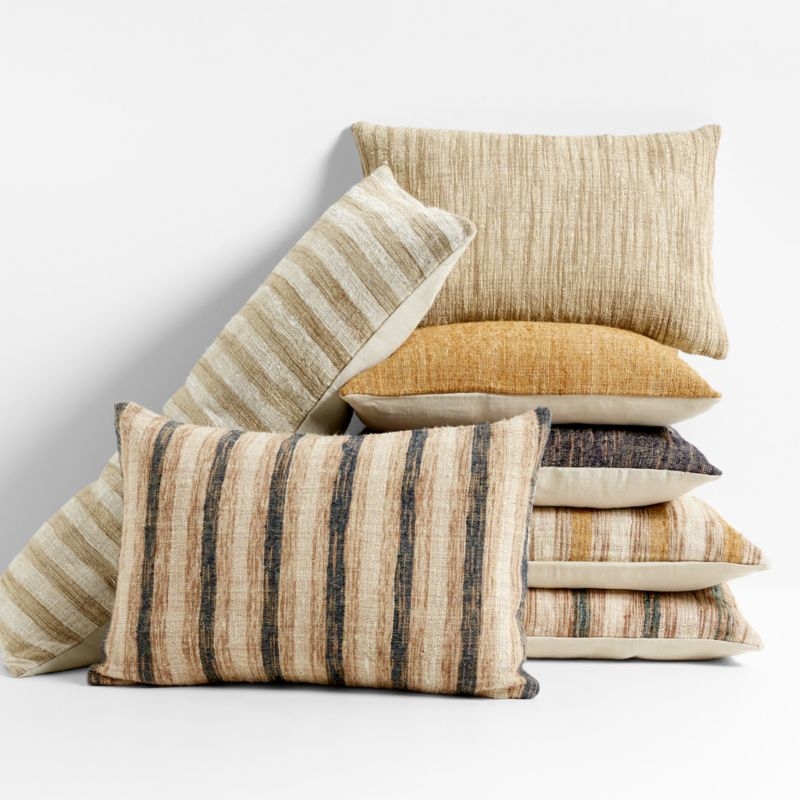 Riviera Stripe 24x16 Sea Green Throw Pillow with Feather Insert - Image 3