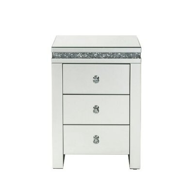 Accent Table With 3 Modern Storage Drawers, White - Image 0