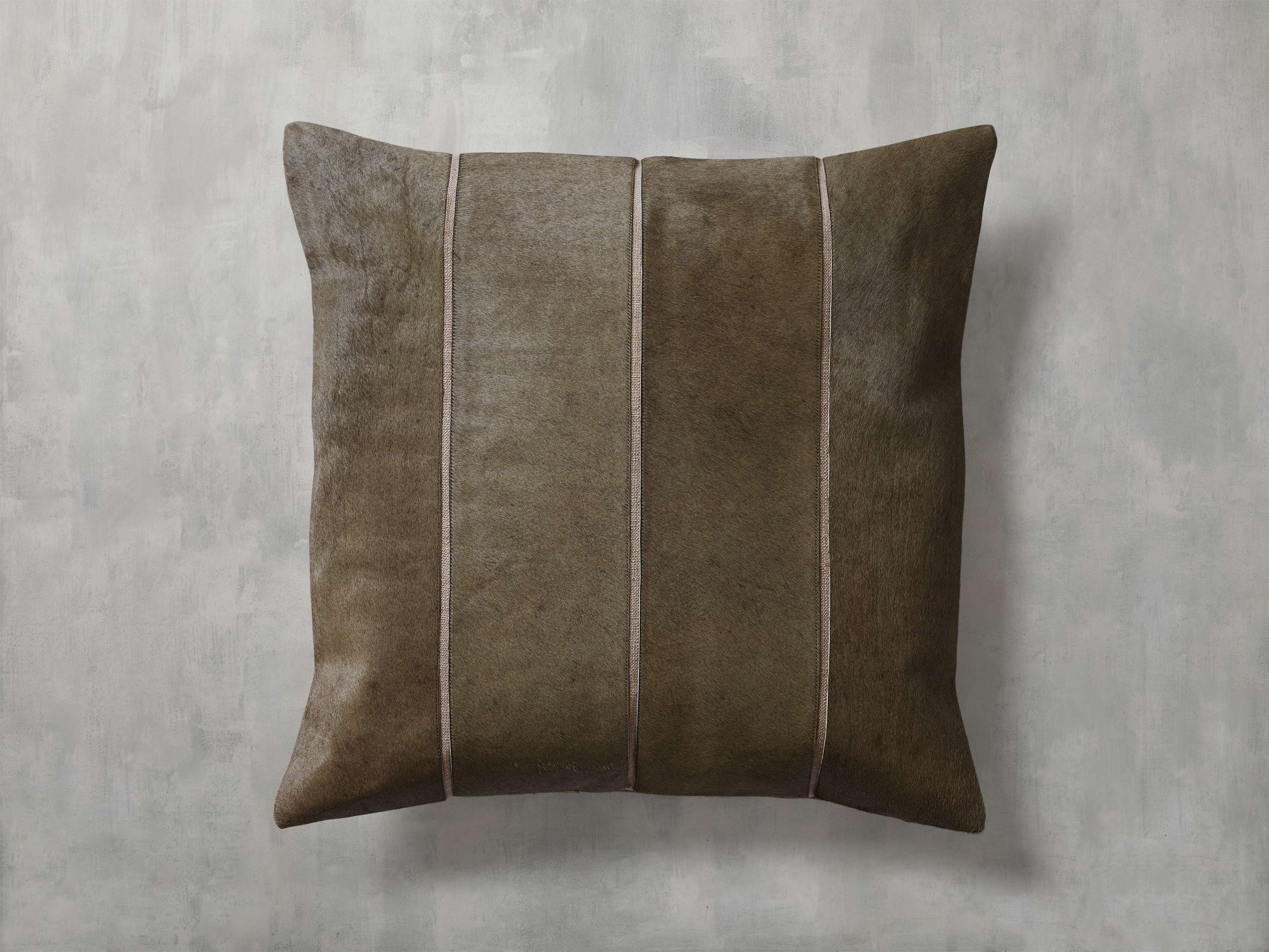 Channel-Stitch Pillow Cover Hide in Green  Olive - Image 0