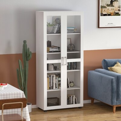 5-Layer Wood Bookcase Display Cabinet In White - Image 0