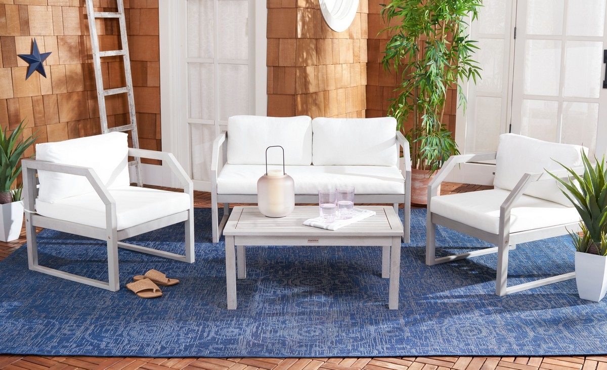 Dren 4 Pc Living Set - Grey/Beige - Safavieh - Image 1