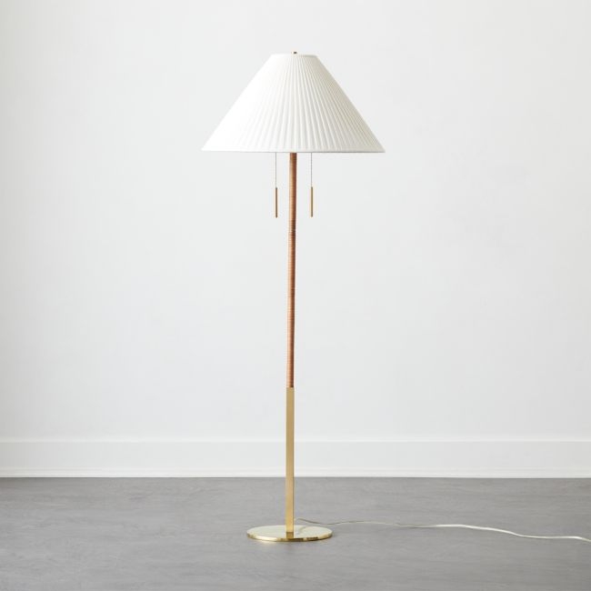 Pogo Brass and Cane Floor Lamp - Image 0