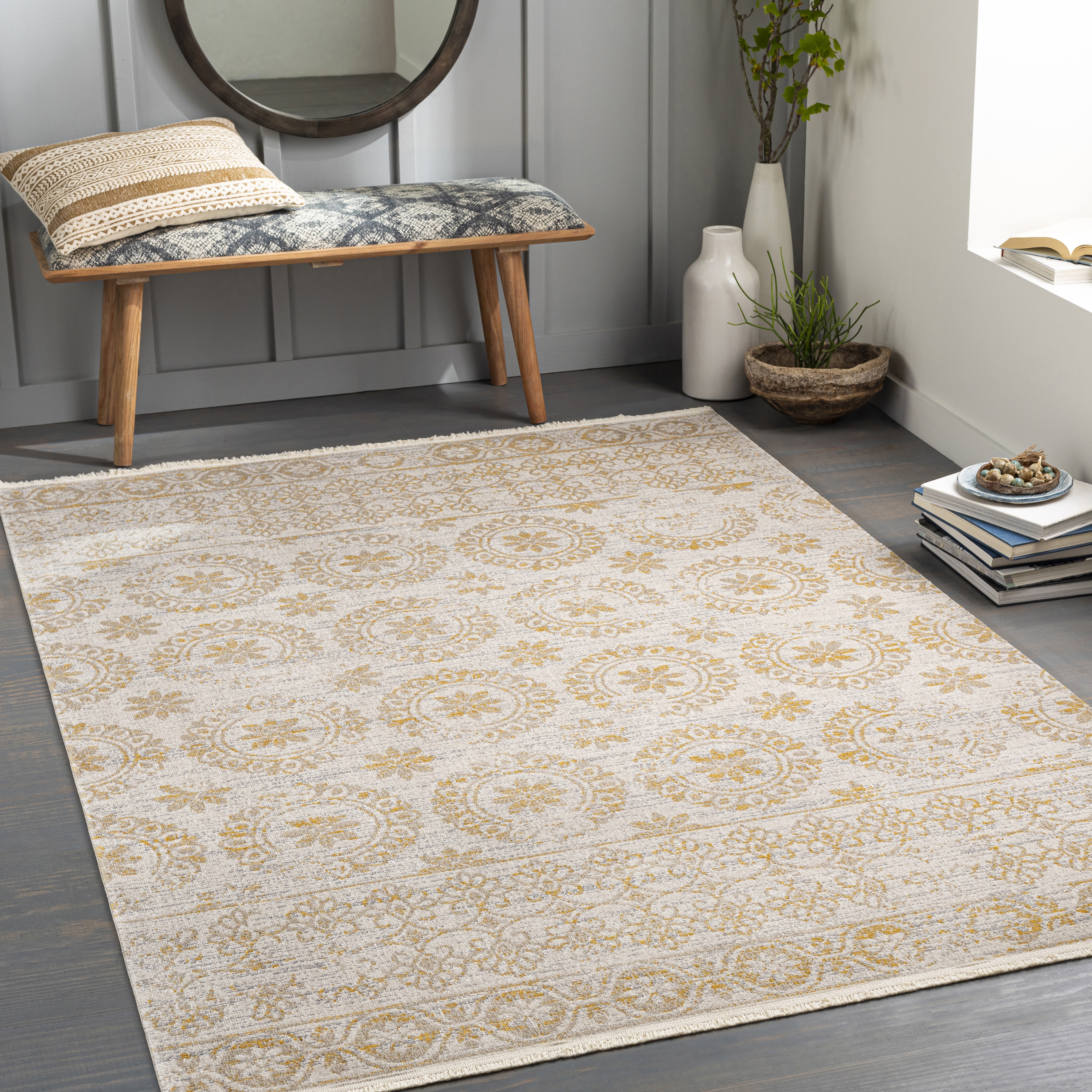 Lavadora Beige Indoor 6'7" x 6'7" Machine Woven Rug - Image 2