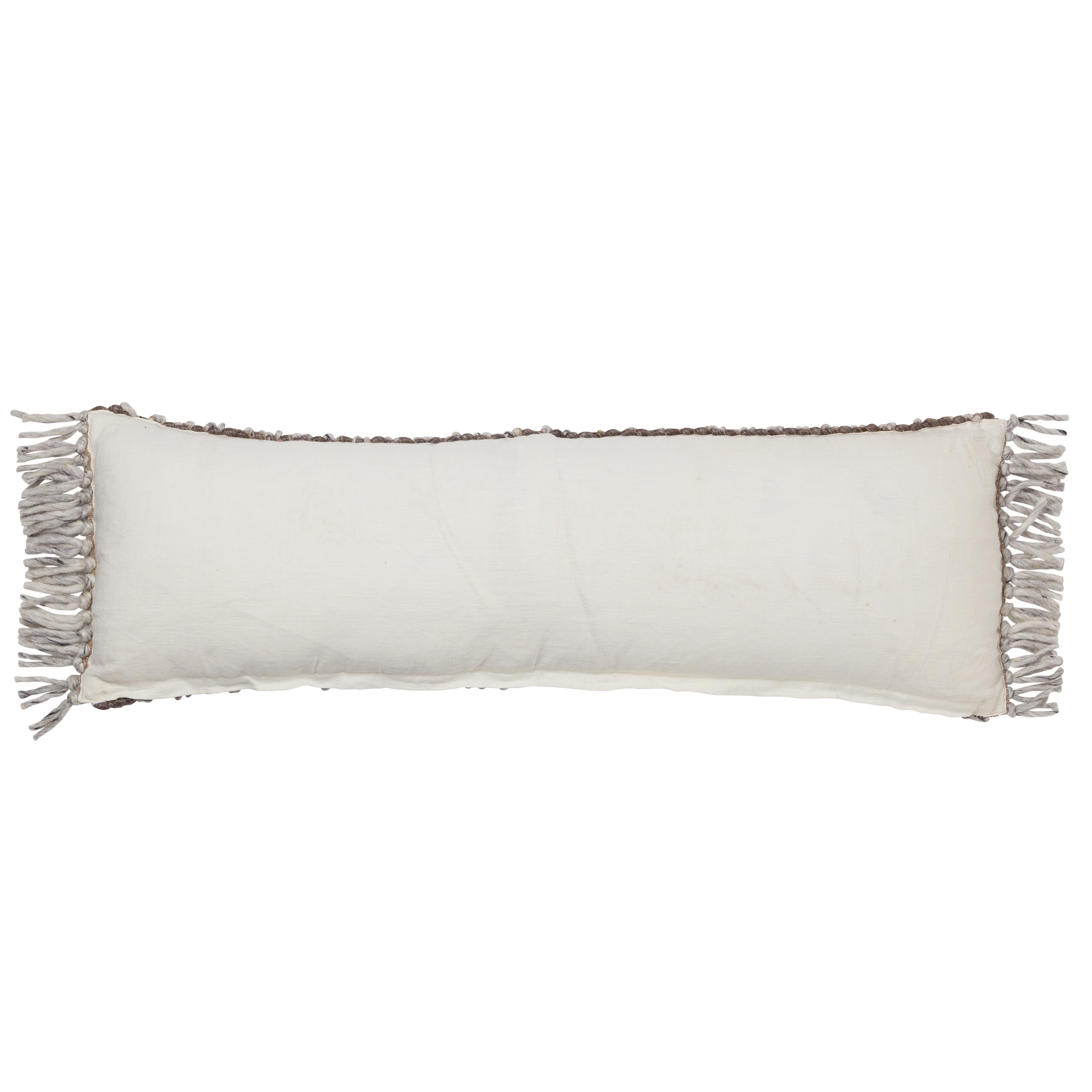 Mellah AGO22 Handmade Solid Taupe And Gray Lumbar Pillow Cover (13"x40") - Image 2