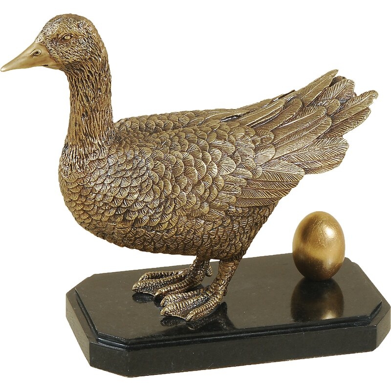 Maitland-Smith Cast Brass Goose with Egg Figurine - Image 0