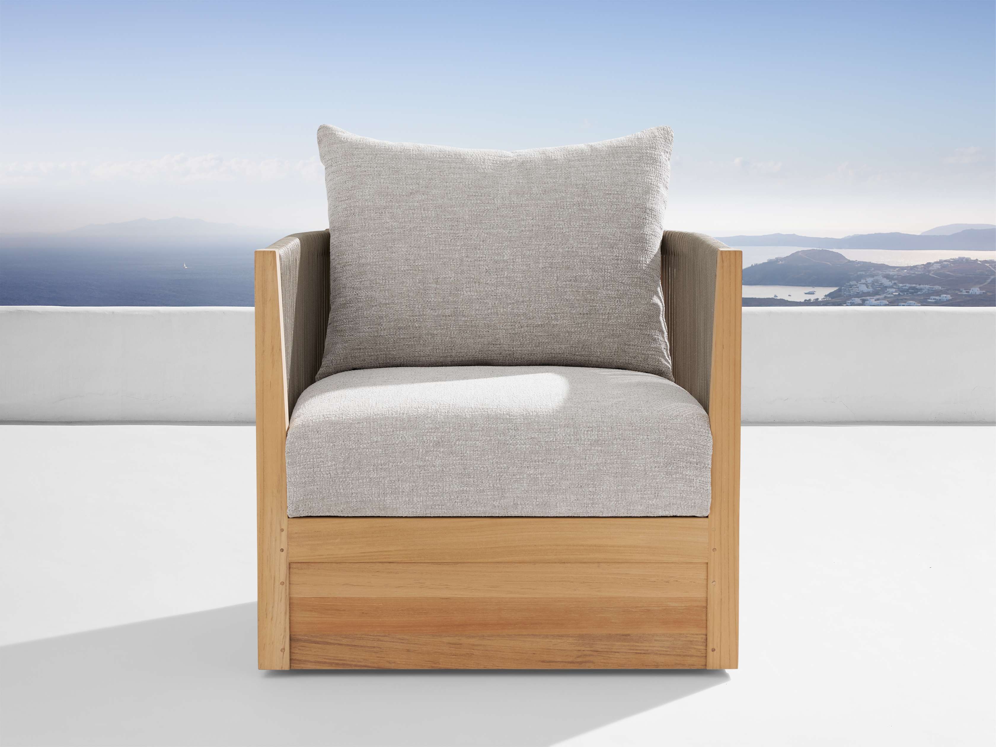 Newport Outdoor Lounge Chair in All Weather Wicker Natural  Shardai Zinc - Image 0